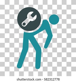 Service Courier vector icon. Illustration style is a flat iconic bicolor soft blue symbol on a transparent background.