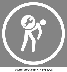 Service Courier vector icon. Image style is a flat icon symbol inside a circle, white color, gray background.