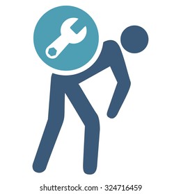 Service Courier vector icon. Style is bicolor flat symbol, cyan and blue colors, rounded angles, white background.