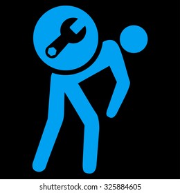 Service Courier vector icon. Style is flat symbol, blue color, rounded angles, black background.