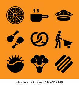 service, creative, sunset landscape, dough, farm and lifestyle icon vector set. Flat vector design with filled icons. Designed for web and software interfaces