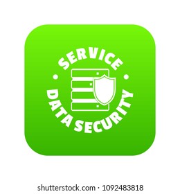 Service data security icon green vector isolated on white background