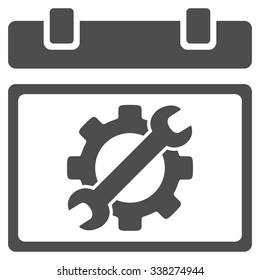 Service Date vector icon. Style is flat symbol, gray color, rounded angles, white background.