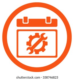 Service Date vector icon. Style is flat rounded symbol, orange color, rounded angles, white background.