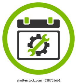 Service Date vector icon. Style is bicolor flat rounded symbol, eco green and gray colors, rounded angles, white background.
