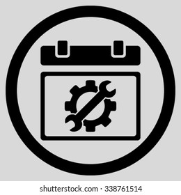 Service Date vector icon. Style is flat rounded symbol, black color, rounded angles, light gray background.