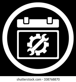 Service Date vector icon. Style is flat rounded symbol, white color, rounded angles, black background.