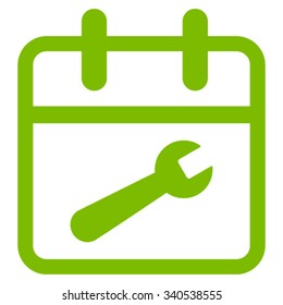 Service Date vector icon. Style is flat symbol, eco green color, rounded angles, white background.