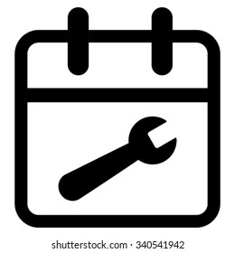 Service Date vector icon. Style is flat symbol, black color, rounded angles, white background.