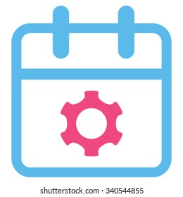 Service Date vector icon. Style is bicolor flat symbol, pink and blue colors, rounded angles, white background.