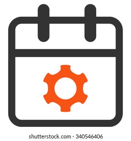 Service Date vector icon. Style is bicolor flat symbol, orange and gray colors, rounded angles, white background.