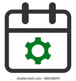 Service Date vector icon. Style is bicolor flat symbol, green and gray colors, rounded angles, white background.
