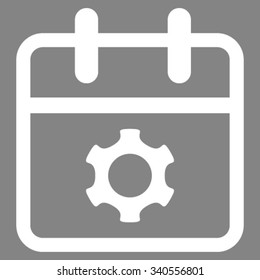 Service Date vector icon. Style is flat symbol, white color, rounded angles, gray background.
