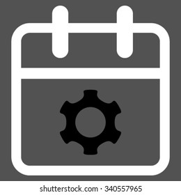 Service Date vector icon. Style is bicolor flat symbol, black and white colors, rounded angles, gray background.