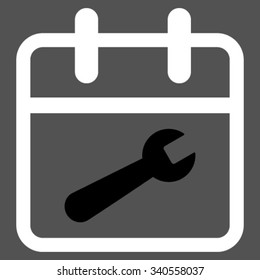 Service Date vector icon. Style is bicolor flat symbol, black and white colors, rounded angles, gray background.