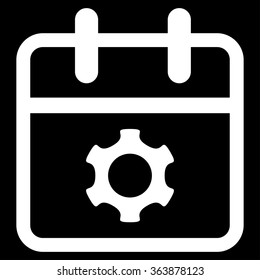 Service Date vector icon. Style is flat symbol, white color, rounded angles, black background.