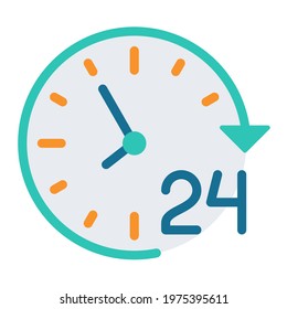 service day 24 hour single isolated icon with flat style