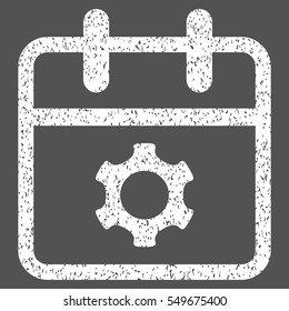 Service Day grainy textured icon for overlay watermark stamps. Flat symbol with dust texture. Dotted vector white ink rubber seal stamp with grunge design on a gray background.