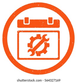 Service Day grainy textured icon inside circle for overlay watermark stamps. Flat symbol with unclean texture.