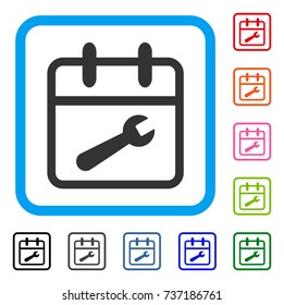 Service Day icon. Flat gray pictogram symbol in a light blue rounded frame. Black, gray, green, blue, red, orange color variants of Service Day vector. Designed for web and application UI.