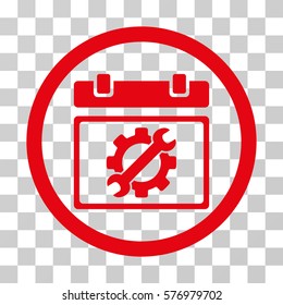 Service Day rounded icon. Vector illustration style is a flat iconic symbol inside a circle, red color, transparent background. Designed for web and software interfaces.