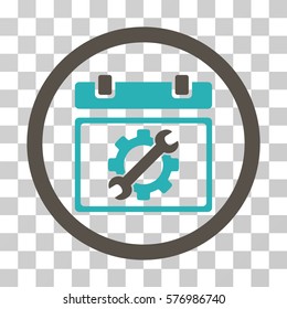 Service Day rounded icon. Vector bicolor illustration style is a flat iconic symbol inside a circle, grey and cyan colors, transparent background. Designed for web and software interfaces.