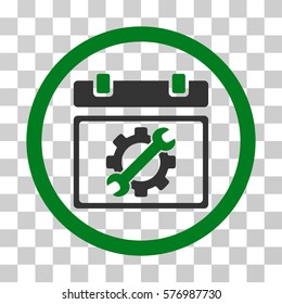 Service Day rounded icon. Vector bicolor illustration style is a flat iconic symbol inside a circle, green and gray colors, transparent background. Designed for web and software interfaces.