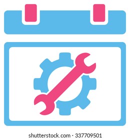 Service Day vector icon. Style is bicolor flat symbol, pink and blue colors, rounded angles, white background.