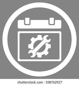 Service Day vector icon. Style is flat rounded symbol, white color, rounded angles, gray background.