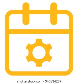 Service Day vector icon. Style is flat symbol, yellow color, rounded angles, white background.