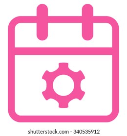 Service Day vector icon. Style is flat symbol, pink color, rounded angles, white background.