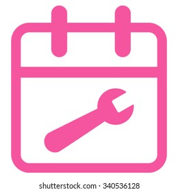 Service Day vector icon. Style is flat symbol, pink color, rounded angles, white background.