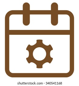 Service Day vector icon. Style is flat symbol, brown color, rounded angles, white background.