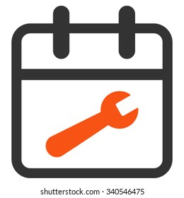 Service Day vector icon. Style is bicolor flat symbol, orange and gray colors, rounded angles, white background.