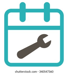 Service Day vector icon. Style is bicolor flat symbol, grey and cyan colors, rounded angles, white background.
