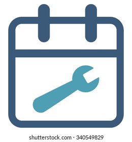 Service Day vector icon. Style is bicolor flat symbol, cyan and blue colors, rounded angles, white background.