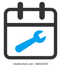 Service Day vector icon. Style is bicolor flat symbol, blue and gray colors, rounded angles, white background.