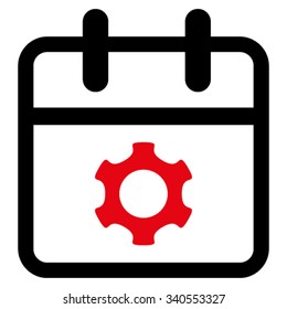 Service Day vector icon. Style is bicolor flat symbol, intensive red and black colors, rounded angles, white background.
