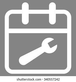 Service Day vector icon. Style is flat symbol, white color, rounded angles, gray background.