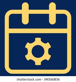 Service Day vector icon. Style is flat symbol, yellow color, rounded angles, blue background.