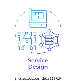 Service design blue gradient concept icon. Software development, programming. Source code, binary. Round shape line illustration. Abstract idea. Graphic design. Easy to use in blog post, presentation