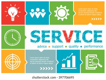 Service design illustration concepts for business, consulting, management, career. Service concepts for web banner and printed materials.