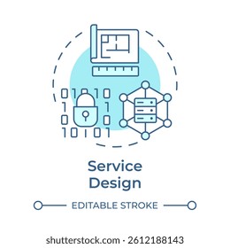 Service design soft blue concept icon. Software development, programming. Source code, binary. Round shape line illustration. Abstract idea. Graphic design. Easy to use in blog post, presentation