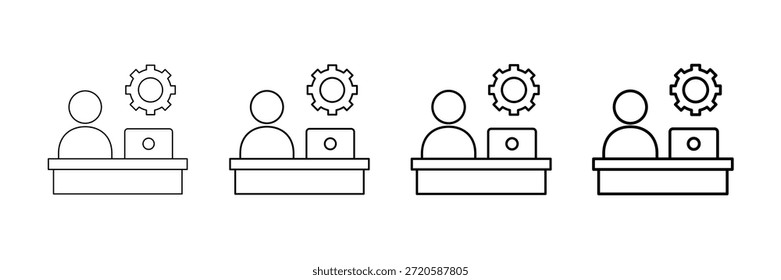 Conjunto de Vectores de iconos de escritorio de servicio en diferentes estilos de línea de trazo