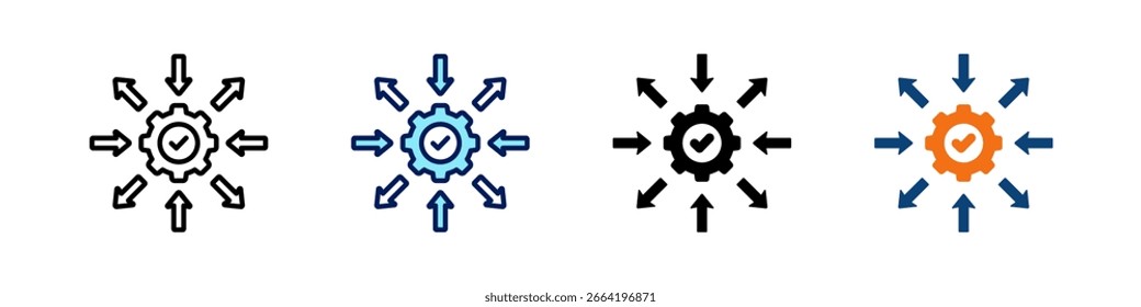 Service Differenzierung Alles in einem Symbol Multi Styles Vektorsatz