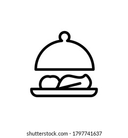 Icono de plato de servicio. Línea simple, contorno vectorial elementos de iconos de alimentos vegetarianos para ui y ux, sitio web o aplicación móvil