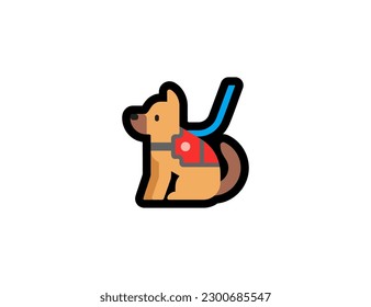Service-Hund, Vektorsymbol auf weißem Hintergrund. Führe Hund Emoji Illustration. Emoticon des isolierten Hundes