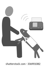 The service dog which informs the receipt of the fax to a person with a disability