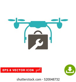 Service Drone EPS vector pictogram. Illustration style is flat iconic bicolor grey and cyan symbol on white background.