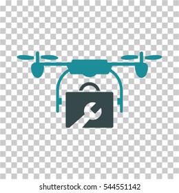 Service Drone icon. Vector pictogram style is a flat bicolor symbol, soft blue colors, chess transparent background. Designed for software and web interface toolbars and menus.